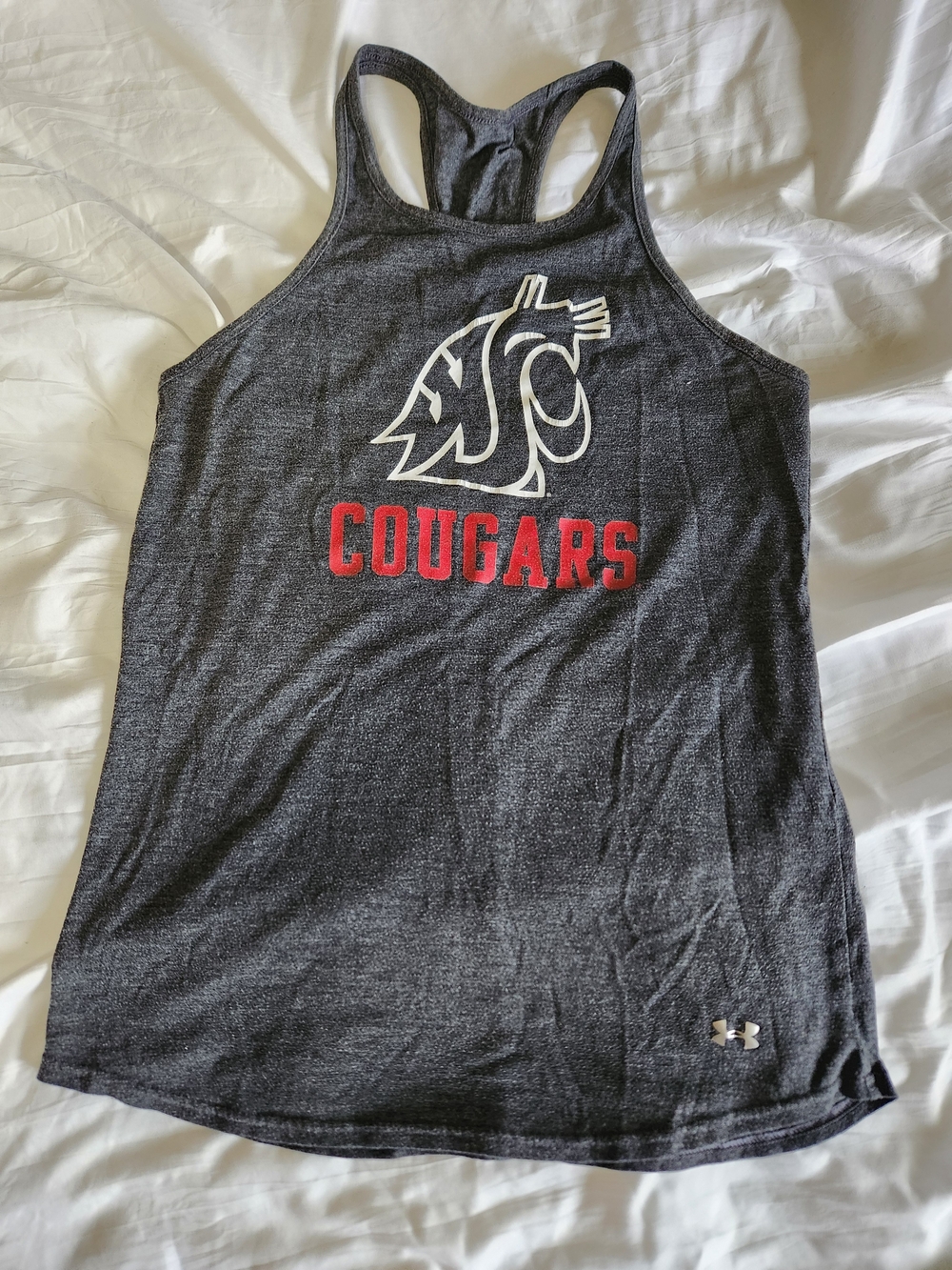 Under Armour Gray Cougars Racerback Tank with Red Logo
